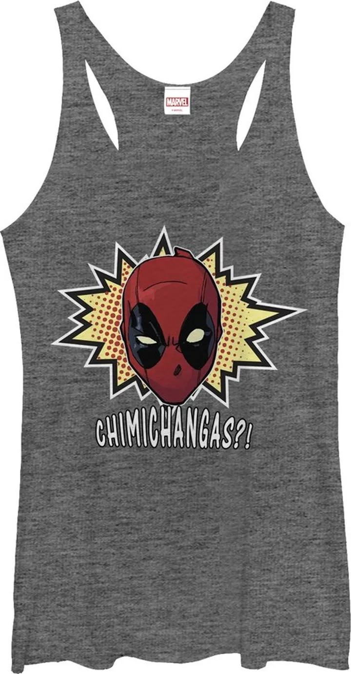 Women's Marvel Deadpool Chimichangas Racerback Tank Top - Gray Heather - Small