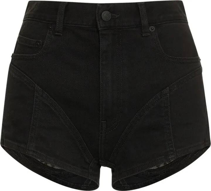 Denim & lace mini shorts