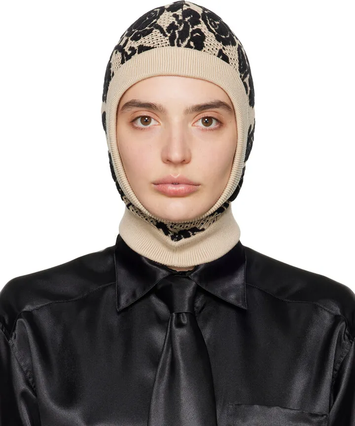 Ernest W. Baker Beige Rose Jacquard Balaclava