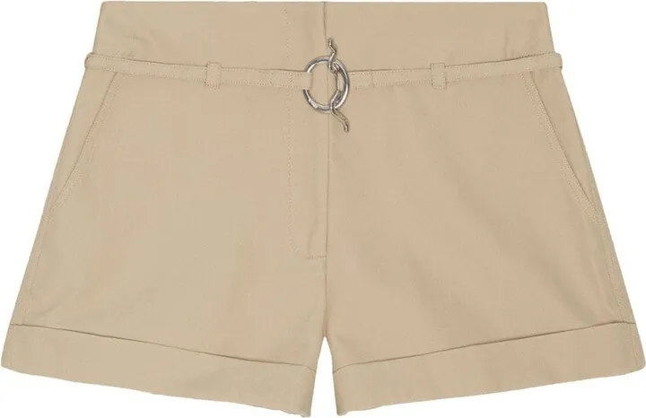 Belted Turn-Up Hem Shorts