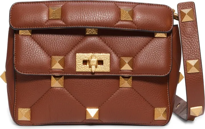 Medium Roman Stud Matelassé Leather Shoulder Bag