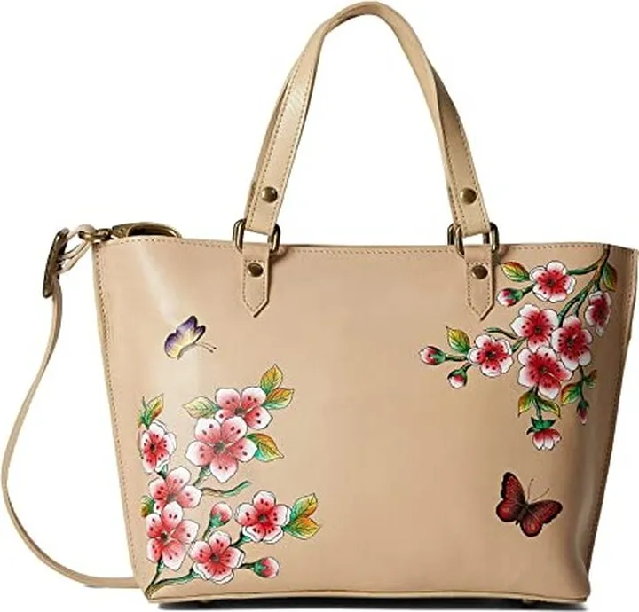 Anuschka Medium Tote 693 (Flower Garden Almond) Handbags