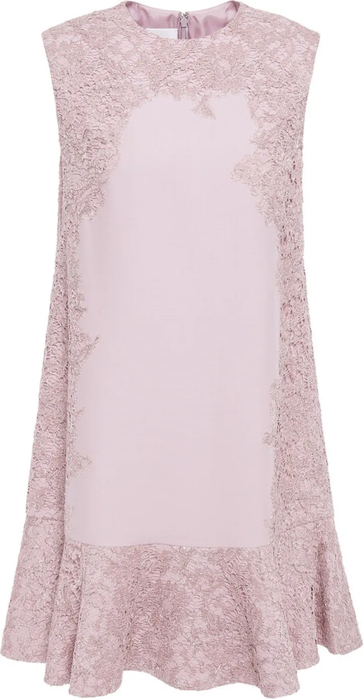 Corded lace-paneled cady midi dress