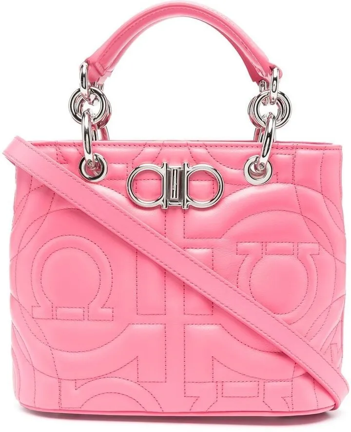quilted Gancini leather tote bag