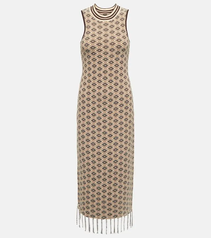 Embellished jacquard midi dress