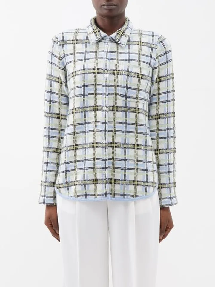 Halki Plaid-jacquard Cashmere Shirt
