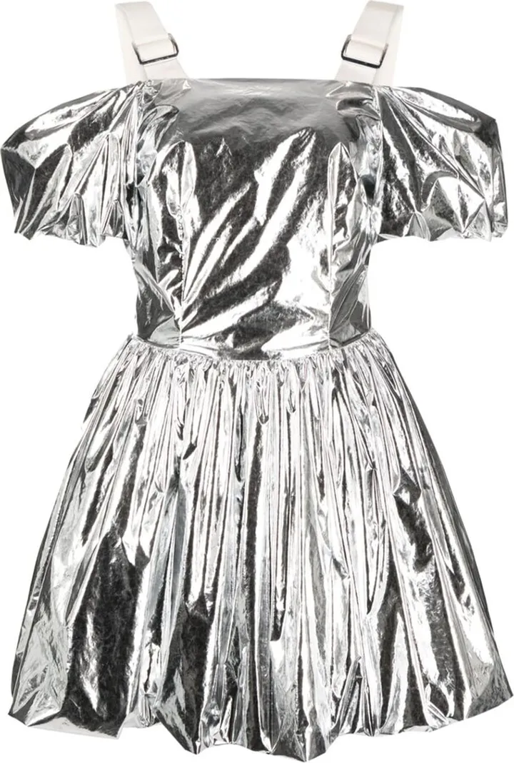 Cold-Shoulder Metallic Minidress
