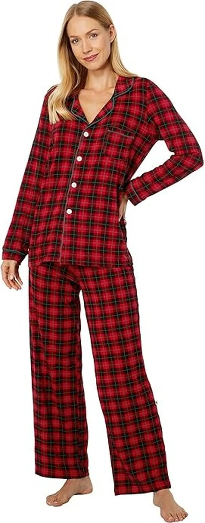 Kickee Pants Collared Pajama Set (Anniversary Plaid) Women's Pajama Sets