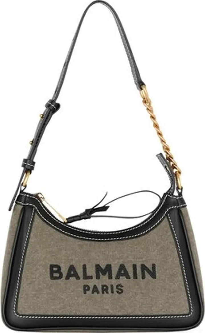 B-Army canvas bag with leather inserts
