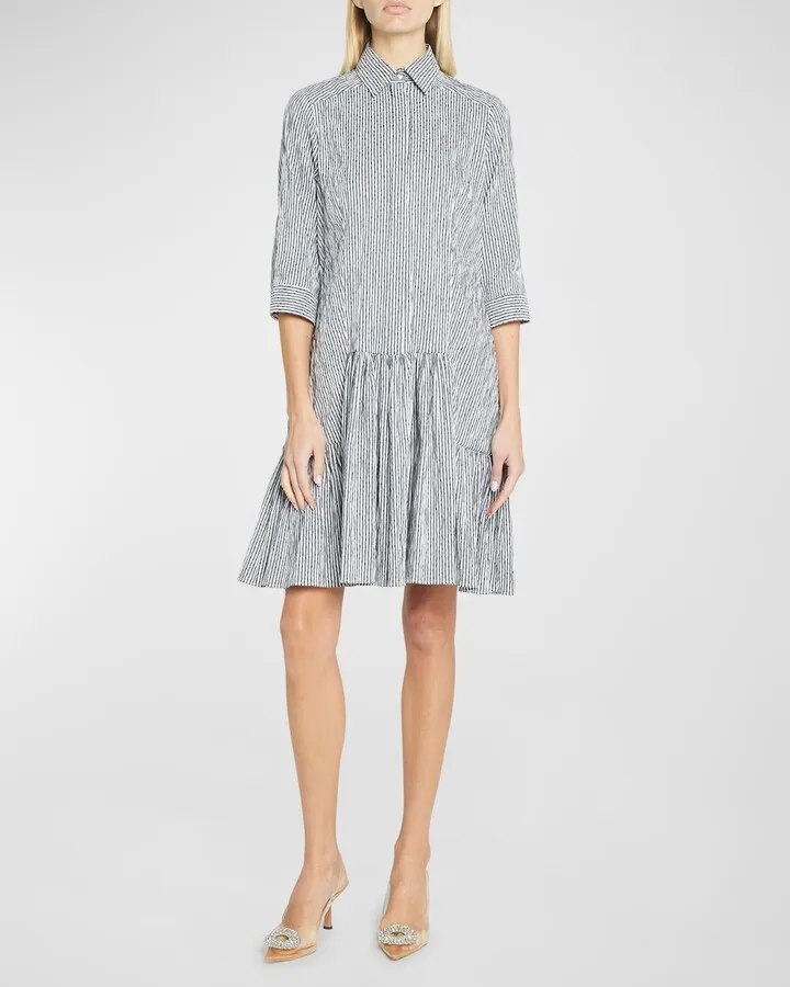 Seersucker Ruffle Day Shirtdress