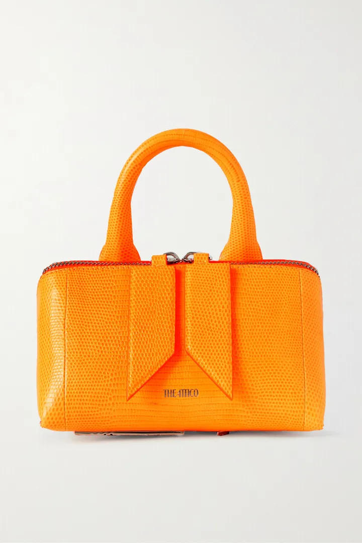 The Attico - Friday Lizard-effect Leather Tote - Orange