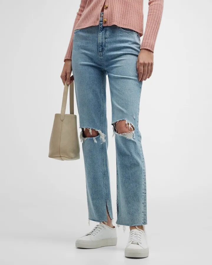 Stella Crop Distressed Straight Jeans