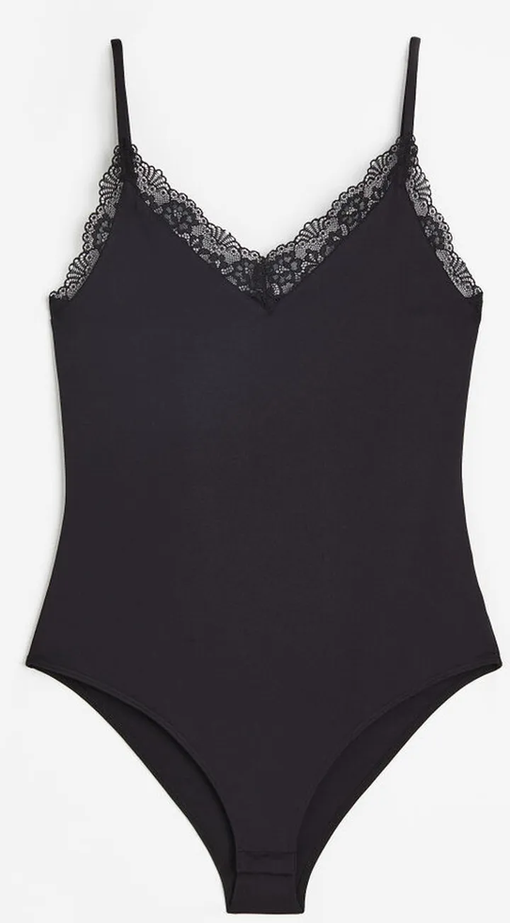 Lace-trimmed Jersey Bodysuit