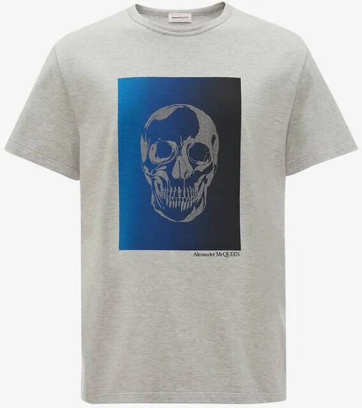 Men's Dégradé Skull T-Shirt In Pale Grey