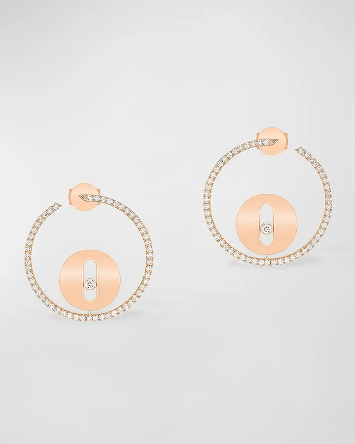 18k Rose Gold Lucky Move Diamond Hoop Earrings