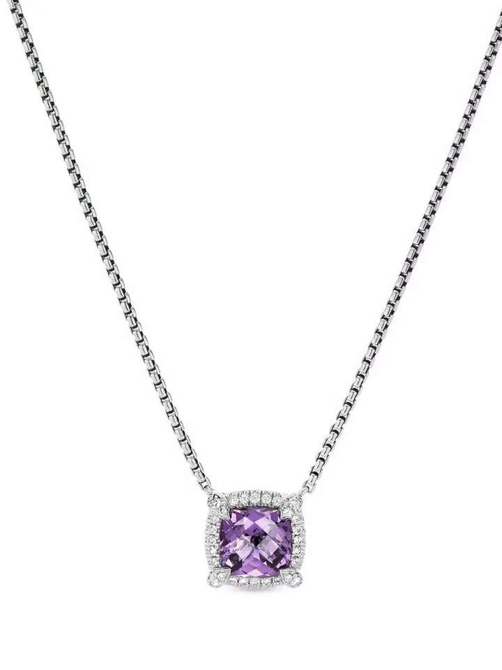 sterling silver Châtelaine amethyst and diamond pendant necklace