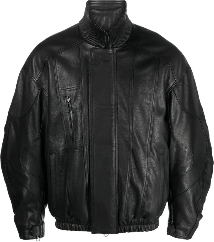 High-Neck Leather Jacket