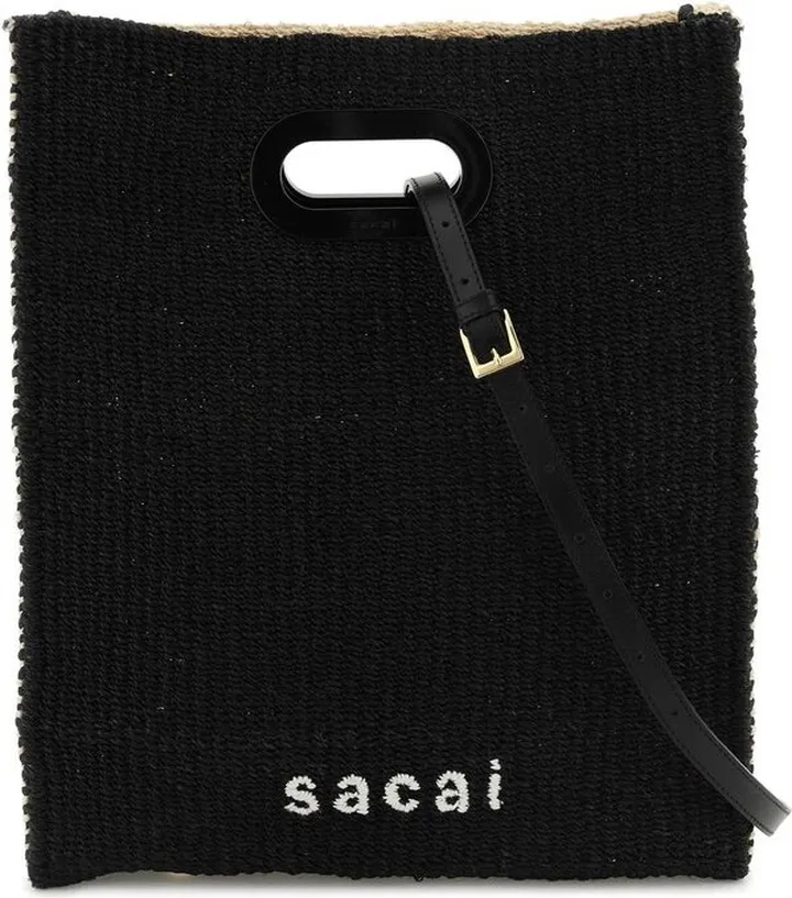 Sacai Logo Embroidered Woven Tote Bag