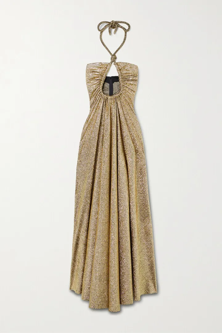 Proenza Schouler - Cutout Stretch-lamé Halterneck Gown - Gold