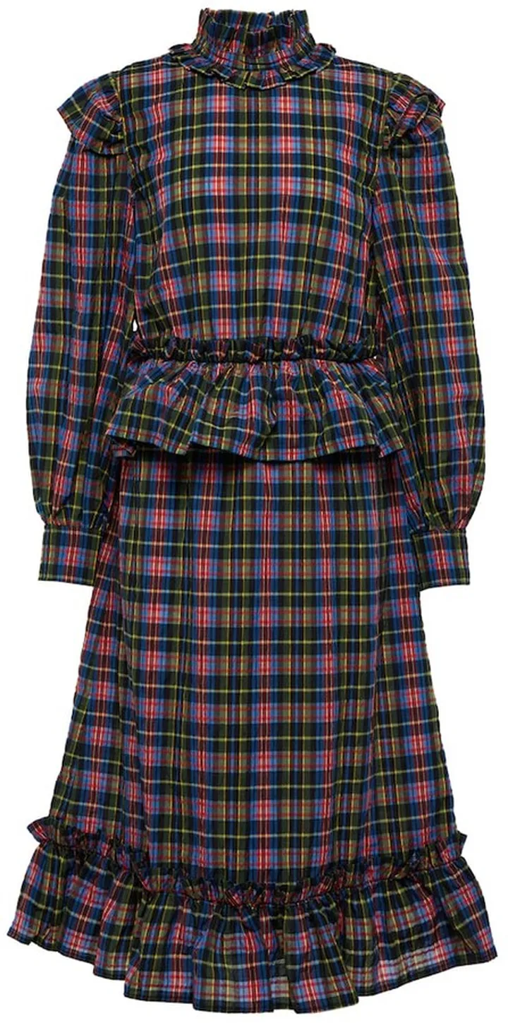 Checked seersucker midi dress