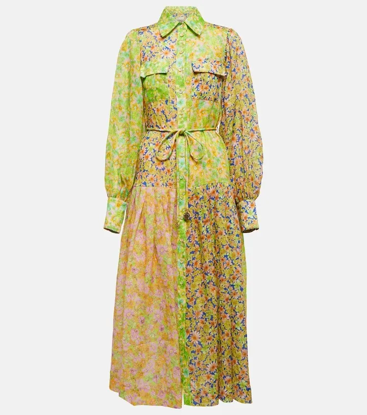Daisy Patchwork floral shirt dress