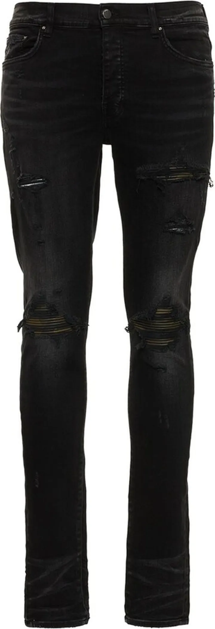 MX1 leather camo stretch denim jeans
