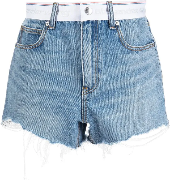 Logo-Waistband Denim Shorts
