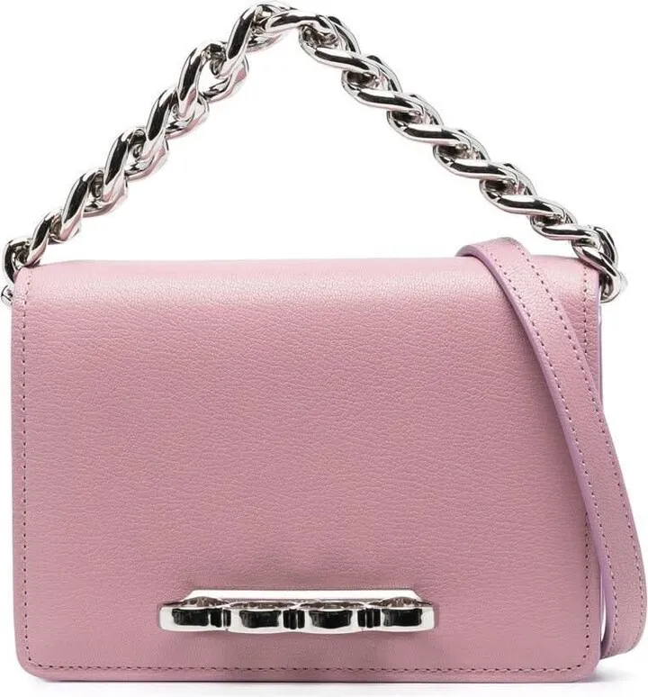 Antique Pink The Four Ring Mini Bag With Silver Chain
