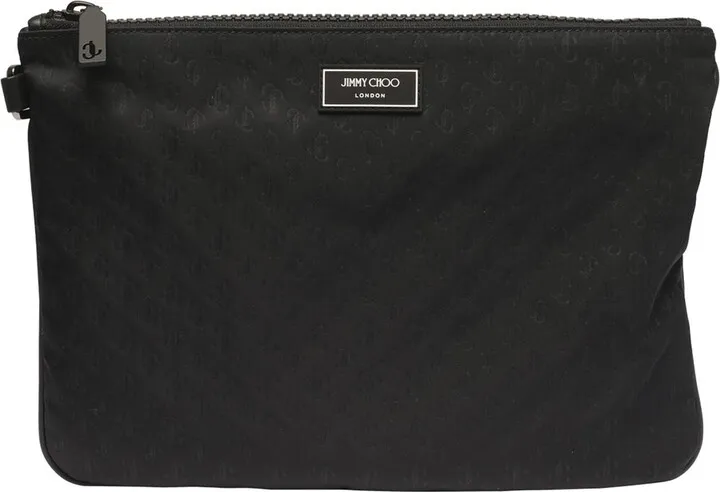 Jimmy Choo Derek Logo Patch Zipped Clutch Bag