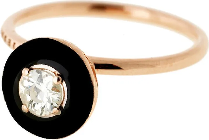 Enamel Diamond Ring in Rose Gold