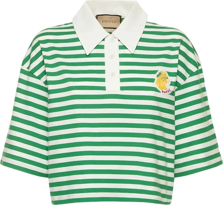 Striped cotton polo t-shirt
