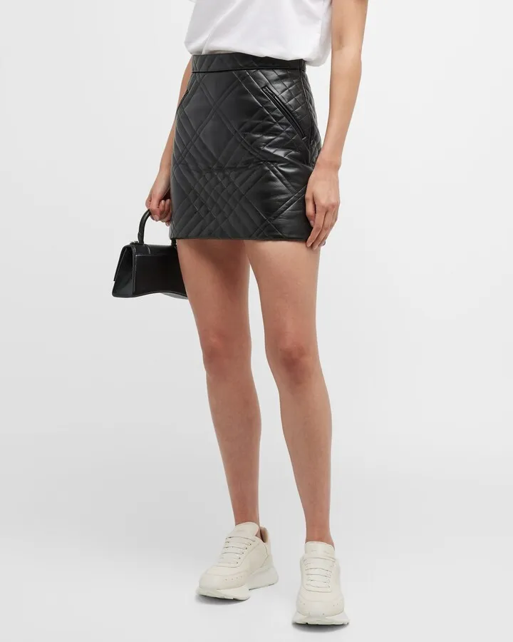 Casia Quilted Leather Mini Skirt