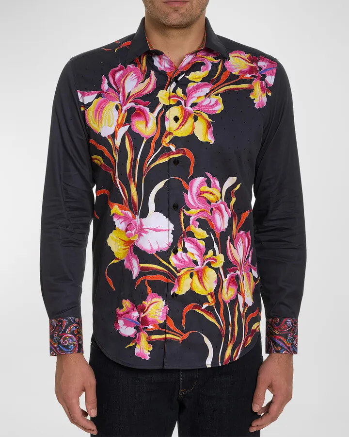 Men's Floral-Print Sport Shirt