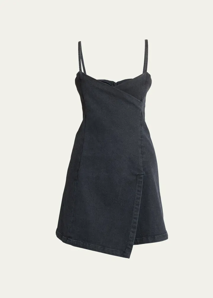 Costas Sleeveless Denim Mini Wrap Dress