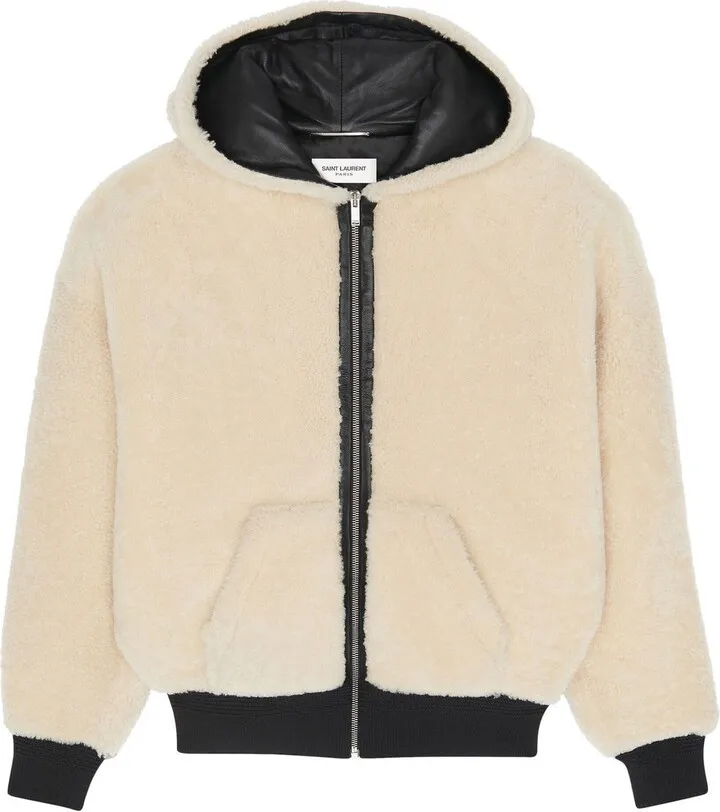 Textured-Finish Hooded Bomber Jacket