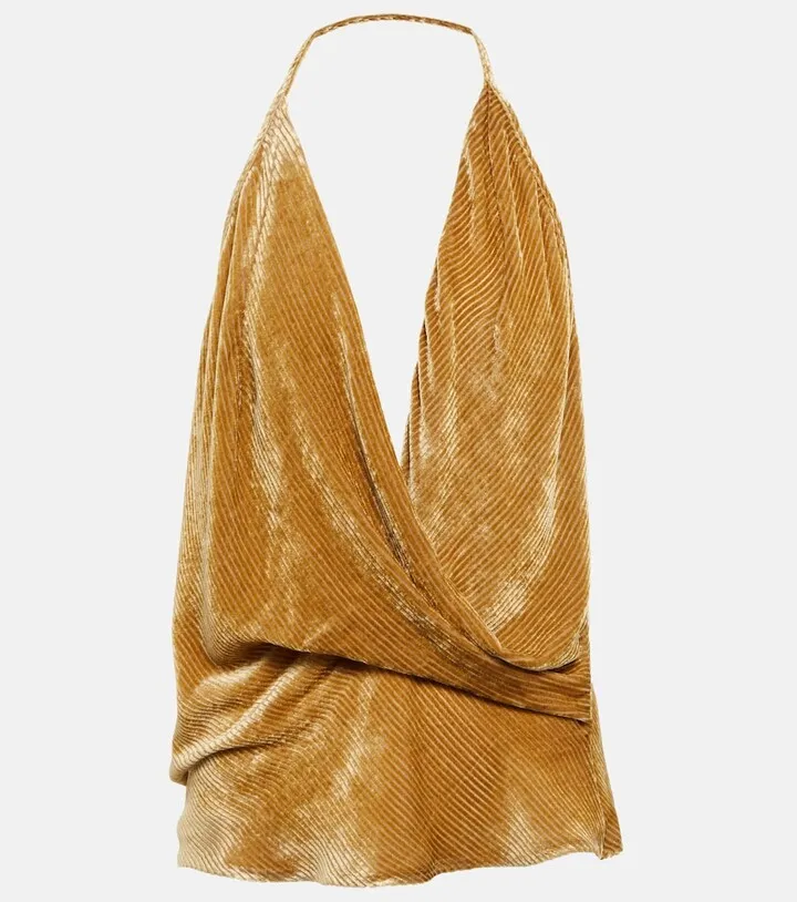 Toma halterneck velvet devore top