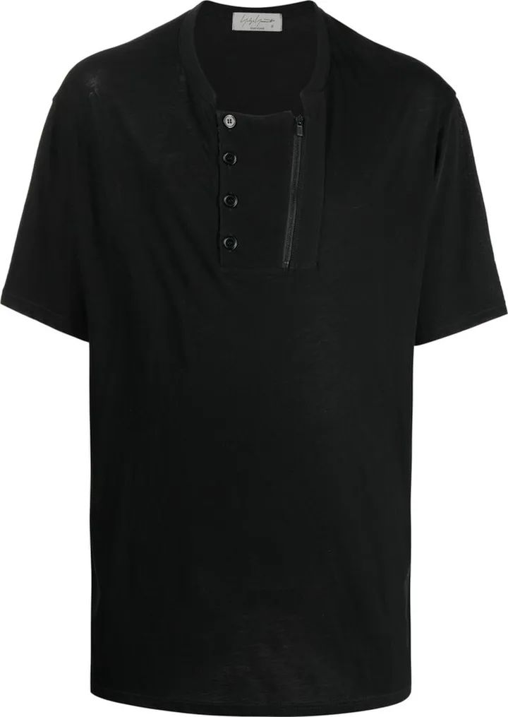 double-fastening cotton T-shirt