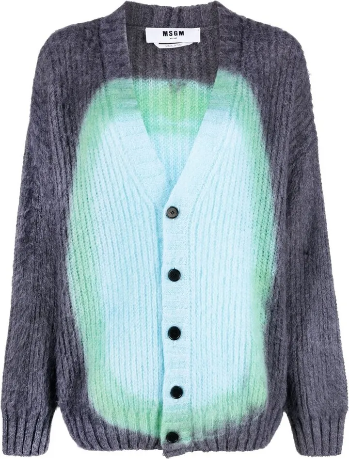V-neck tie-dye cardigan