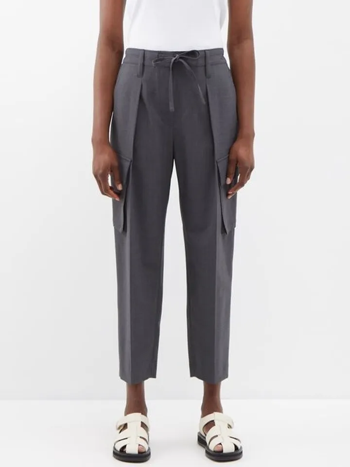 Pleated Cropped Wool-blend Trousers