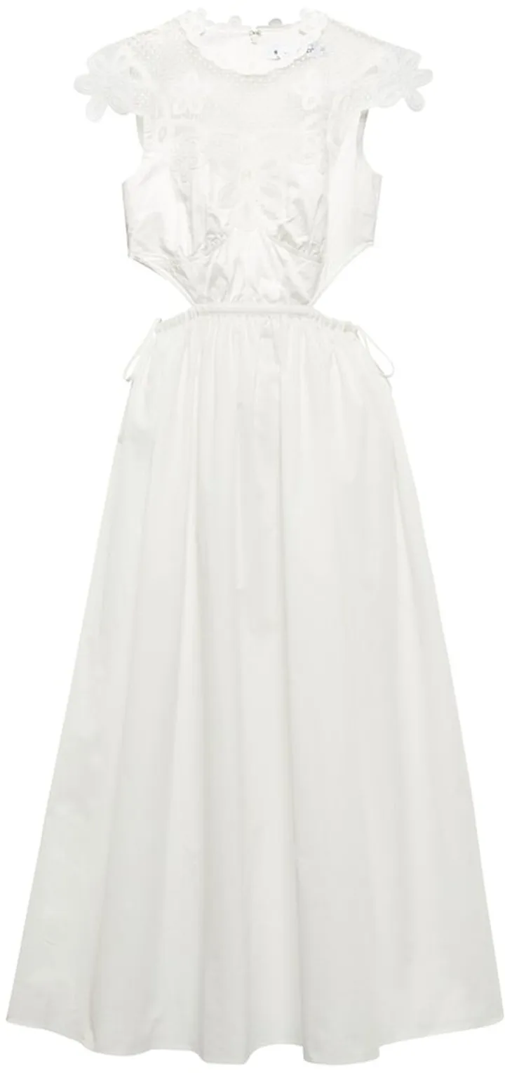 Guipure lace and cotton midi dress
