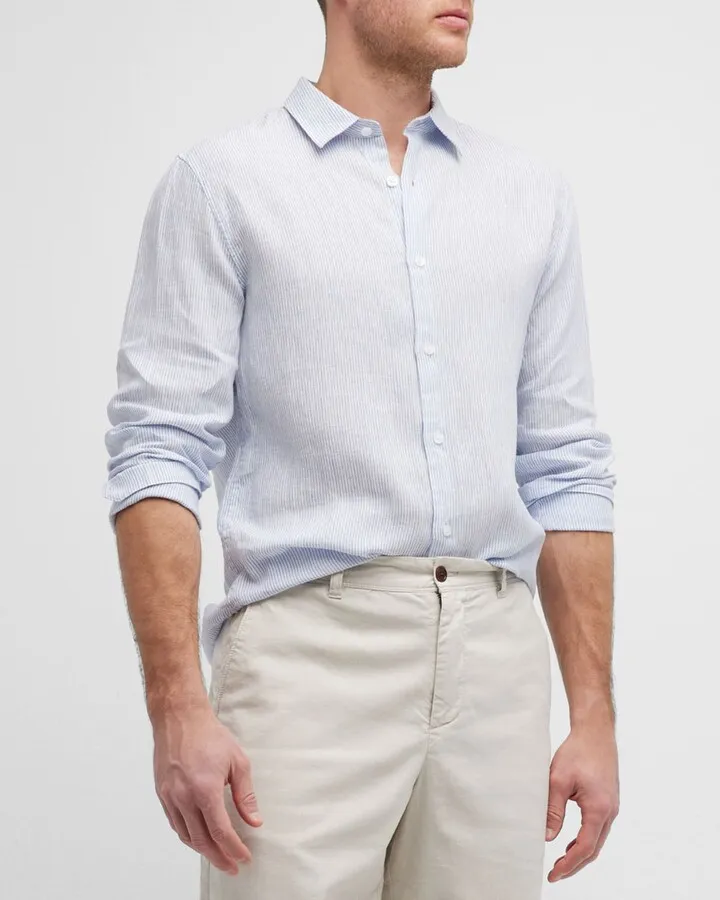 Men's Linen Micro-Stripe Sport Shirt