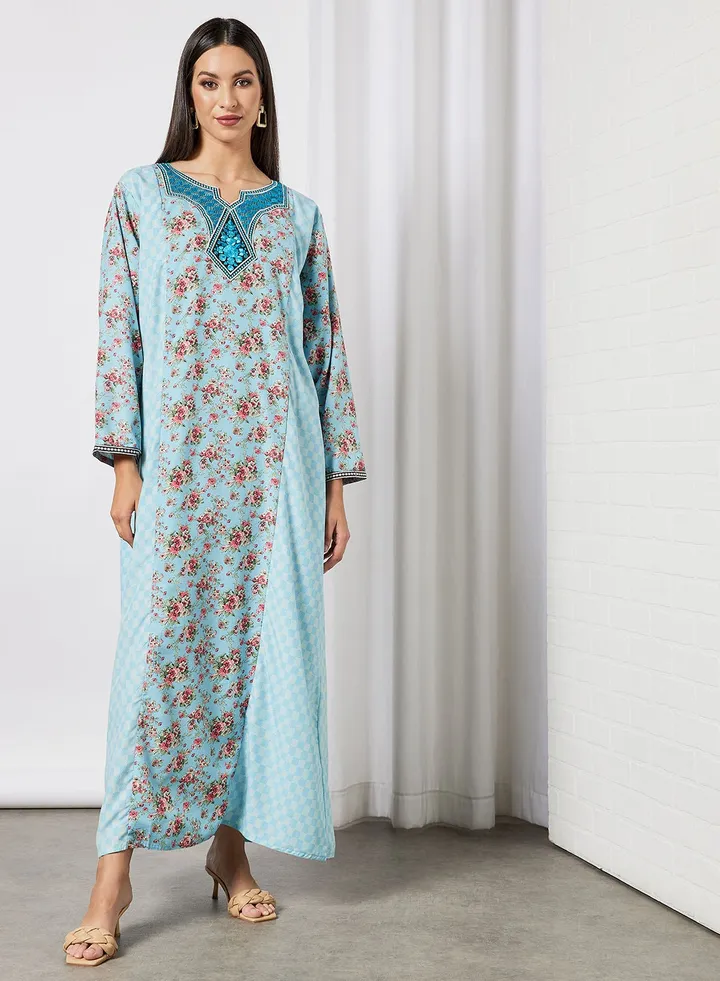 Printed Jalabiya In Cotton