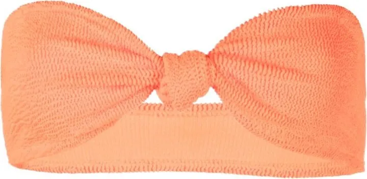 Knot-Detail Seersucker Bikini Top