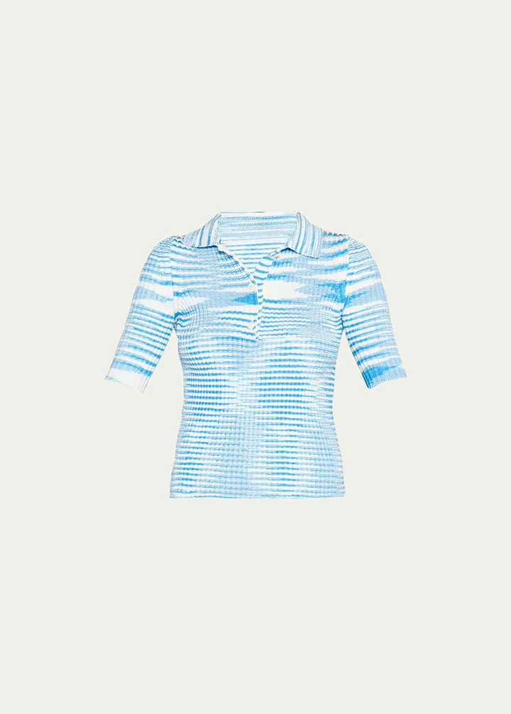 Space Dyed Ribbed Polo Shirt