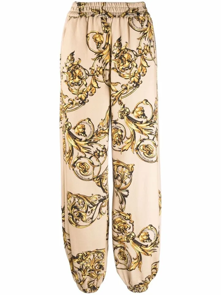 Baroque-print cotton track pants