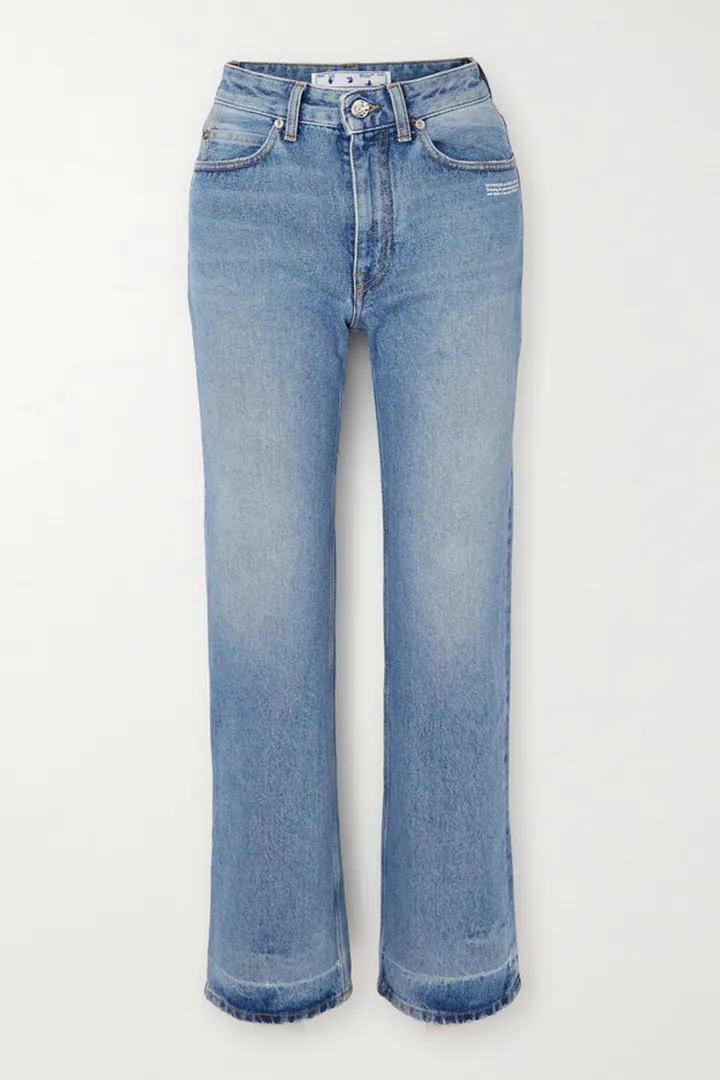 Off-White - Corporate 90s Distressed High-rise Slim-leg Jeans - Blue