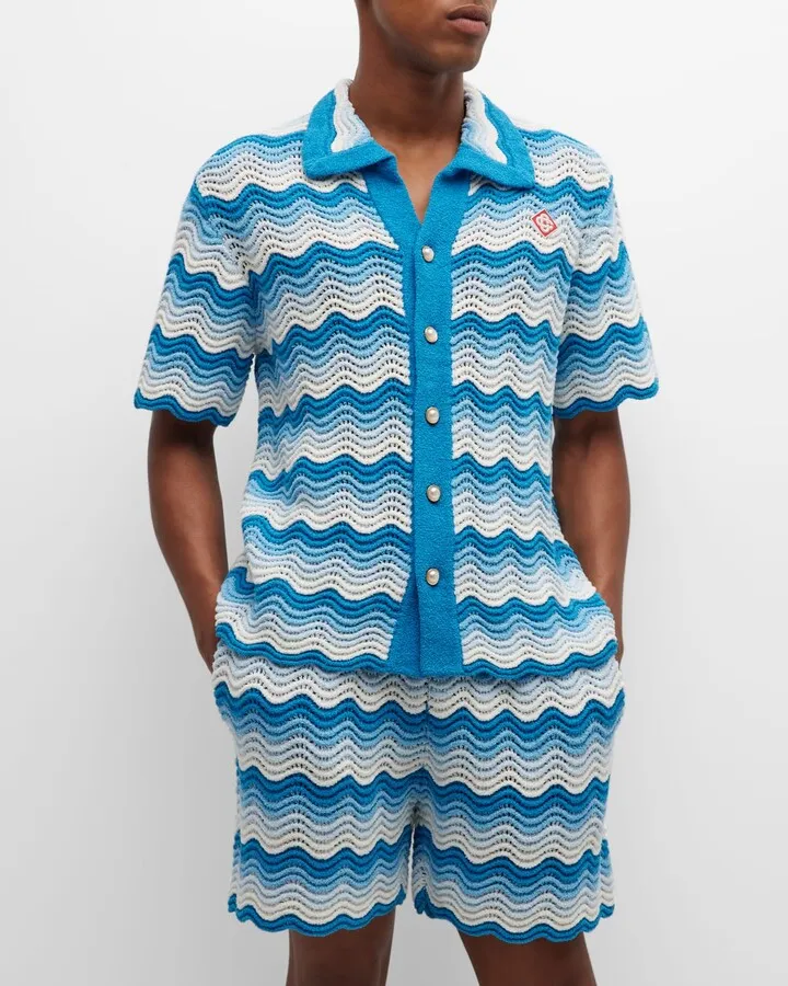 Men's Gradient Wavy Knit Shirt