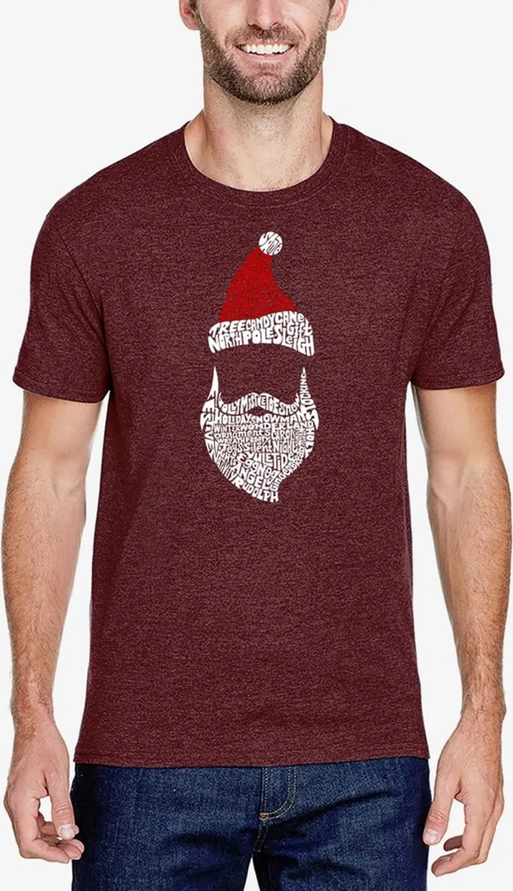 La Pop Art Men's Premium Blend Santa Claus Word Art T-shirt