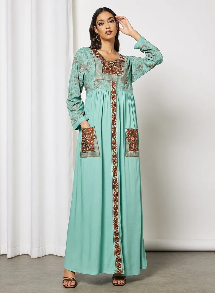 Elegant Pocket Detail Jalabiya With Sheila
