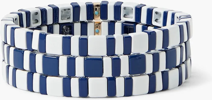 Summer Stripes set of three gold-tone enamel bracelets